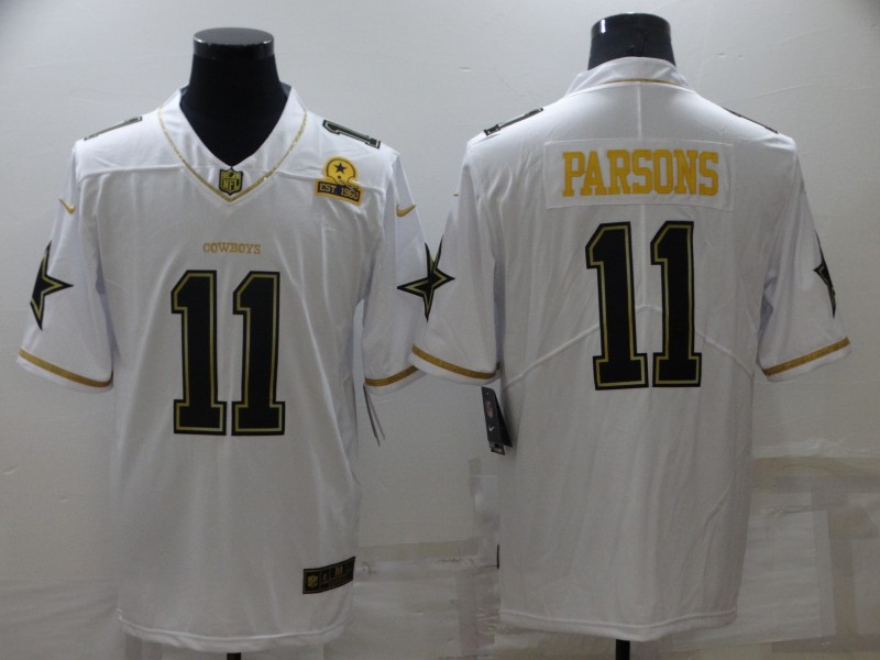 Men 2021 Dallas Cowboys #11 Parsons White Nike throwback jersey
